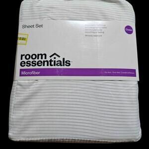 Printed Microfiber Sheet Set - Room Essentials Gray Strip- Queen